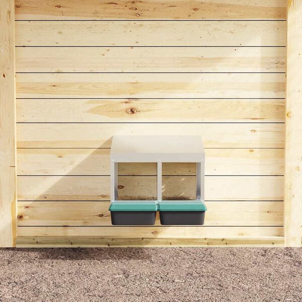 vidaXL Nido per Galline a 2 Scomparti da Parete in Acciaio Zincato