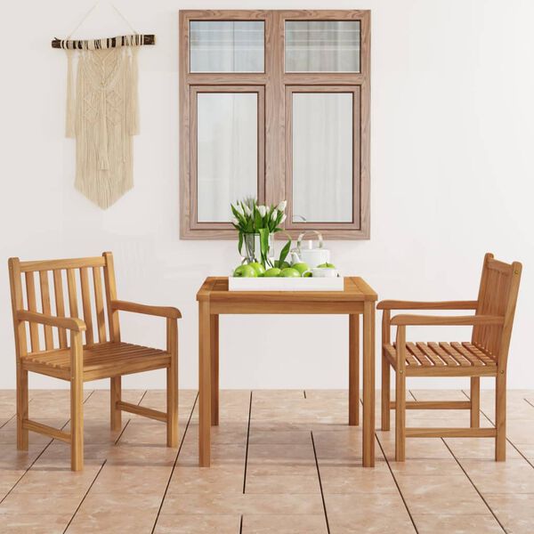 vidaXL Set da pranzo da giardino 3 pz 80x80 cm in legno massello di teak