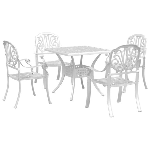 vidaXL Set da Pranzo da Giardino 5 pz Bianco in Alluminio Pressofuso