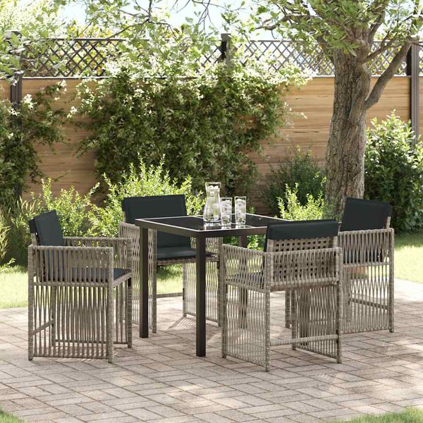 vidaXL Set da Pranzo per Giardino 5 pcs Grigio chiaro polyrattan