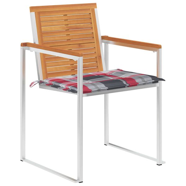 vidaXL Sedie da Giardino con Cuscini 4 pz in Legno Massello di Acacia