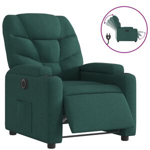 vidaXL Poltrona Elettrica Reclinabile Verde Scuro in Tessuto