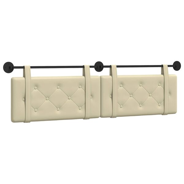 vidaXL Testata appesa Crema 190 x 55 x 5 cm Pelle Sintetica