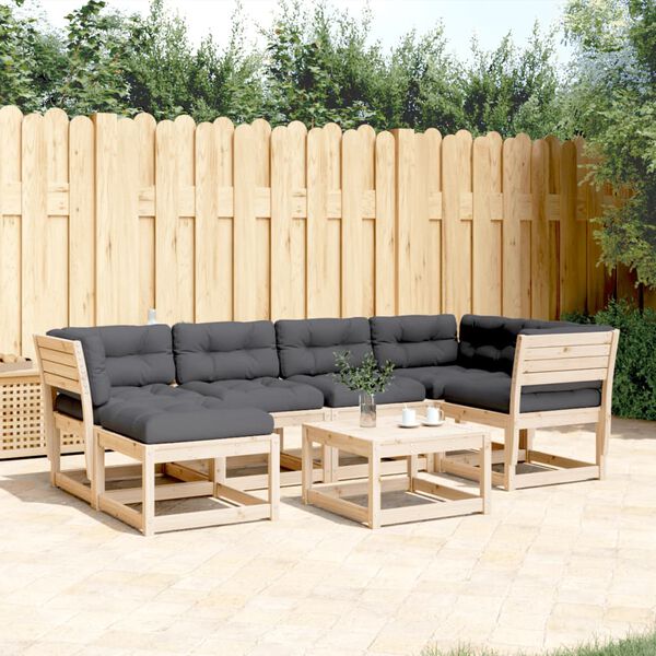vidaXL Set Divani Giardino 6 pz con Cuscini in Legno Massello di Pino