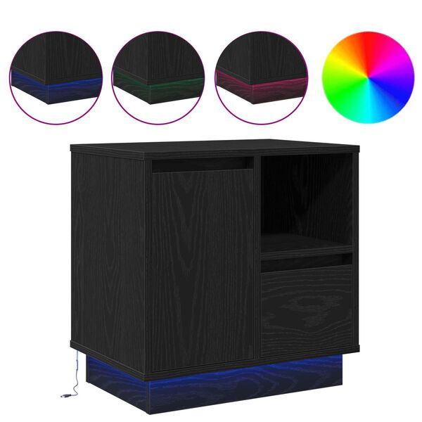 vidaXL Armadio da Notte con cassetto Rovere Nero 50 x 34,5 x 50 cm.