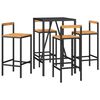 vidaXL Set Bar Giardino 5 pz Nero Polyrattan e Legno Massello Acacia