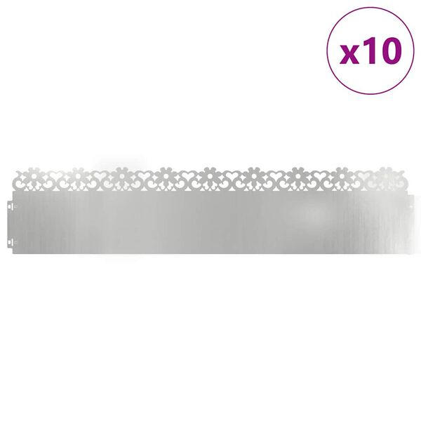 vidaXL Bordure per prato 10 pcs Argento 103 x 0,05 x 22 cm