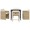 vidaXL Set da Pranzo per Giardino con cuscino 5 pcs Beige polyrattan