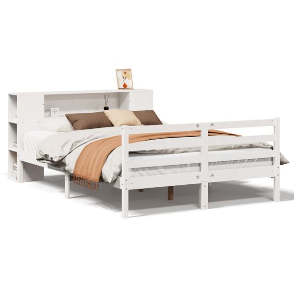 vidaXL Letto Libreria senza Materasso Bianco 140x190 cm Legno di Pino