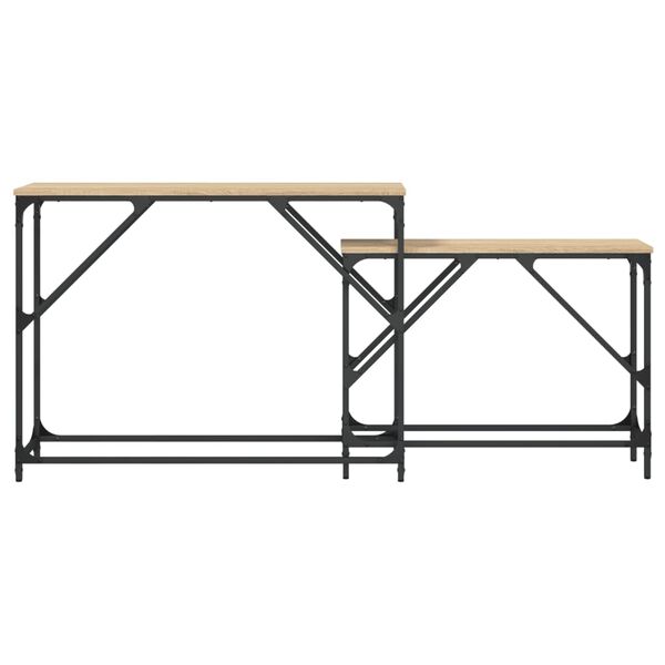 vidaXL Tavoli Consolle Impilabili 2pz Rovere Sonoma Legno Multistrato