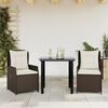 vidaXL Set da Pranzo da Giardino 3pz con Cuscini in Polyrattan Marrone