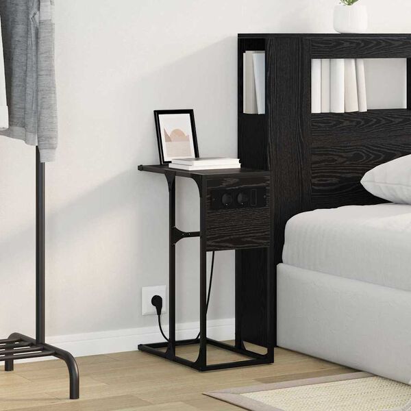 vidaXL Armadio da Notte Rovere Nero 41,5 x 26 x 60,5 cm