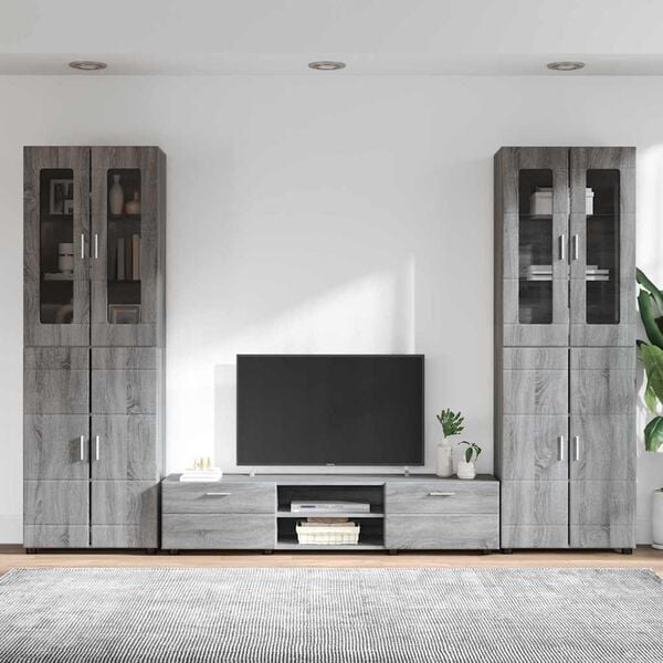 vidaXL Set mobile TV con porta FLORIN Grigio Sonoma Legno multistrato