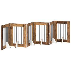 vidaXL Cancello per cani pieghevole con supporti 6 pz Legno antico