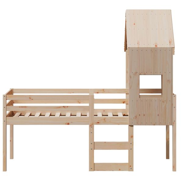 vidaXL Letto a Soppalco con Tetto 90x190 cm Legno Massello di Pino