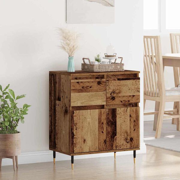 vidaXL Credenza con cassetto Legno vecchio 60 x 35 x 70 cm