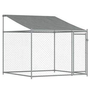 vidaXL Gabbia Cani con Tetto e Porta Grigia 2x2x2 m in Acciaio Zincato