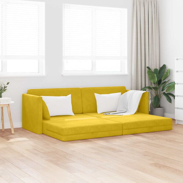 vidaXL Divano-letto da pavimento 200cm Giallo Velluto