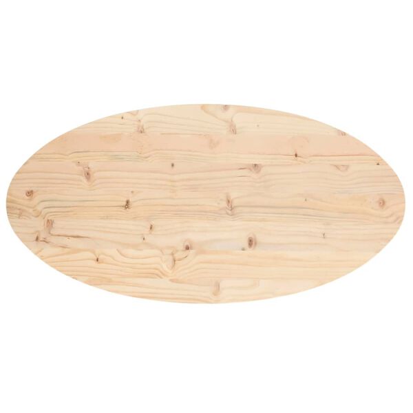 vidaXL Piano del tavolo 90x45x2,5 cm in legno massello di pino ovale