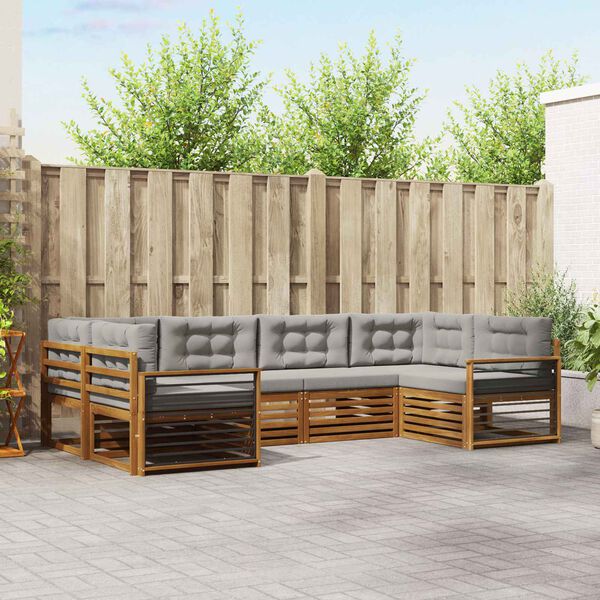 vidaXL Set di divani da esterno 6 pcs Grigio Naturale e Chiaro