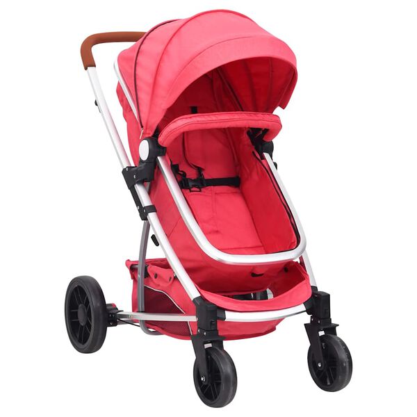 vidaXL Passeggino 2 in 1 Rosso in Alluminio