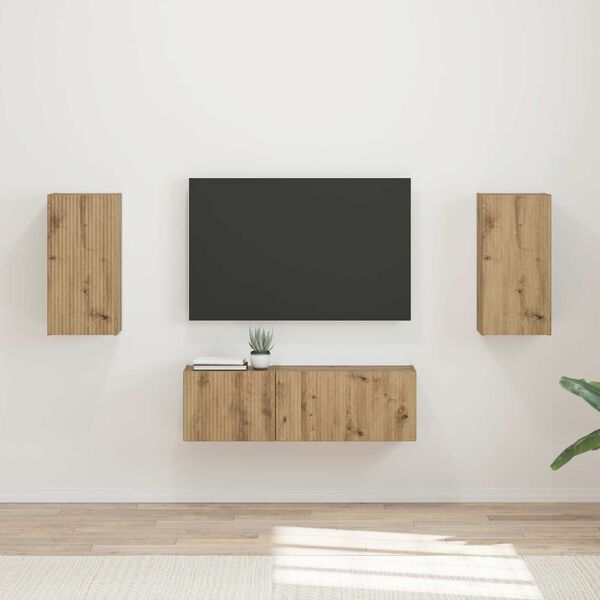 vidaXL Set di Mobiletto da TV a Parete 4 pcs Rovere artigianale