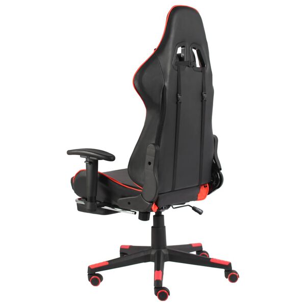 vidaXL Sedia da Gaming Girevole con Poggiapiedi Rossa in PVC