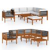 vidaXL Set da giardino 8 pezzi con cuscini in legno crema, acacia e corda