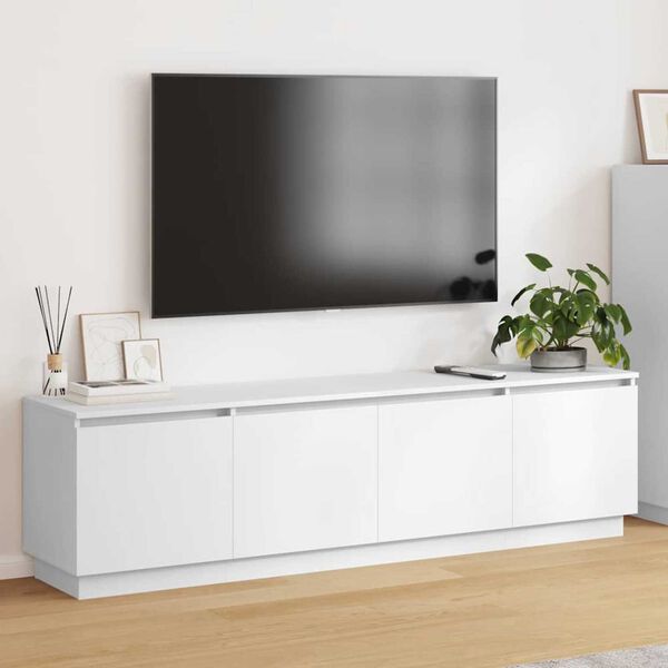 vidaXL Mobile TV con LED Bianco 180 x 38 x 49 cm Legno multistrato