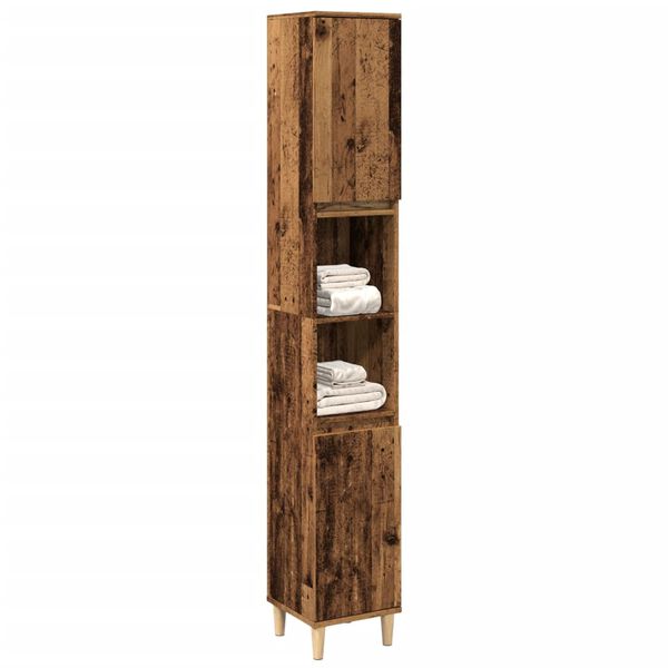 vidaXL Armadietto Bagno Legno Antico 30x30x190 cm in Legno Multistrato
