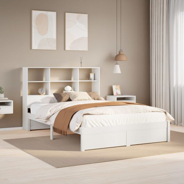 vidaXL Letto Libreria senza Materasso Bianco 120x200 cm Legno di Pino