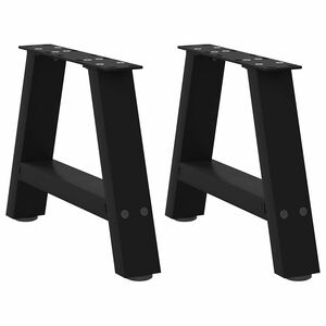 vidaXL Gambe per Tavolino da Caff&egrave; a Forma di A 2 pz Nere 30x(30-31) cm Acciaio