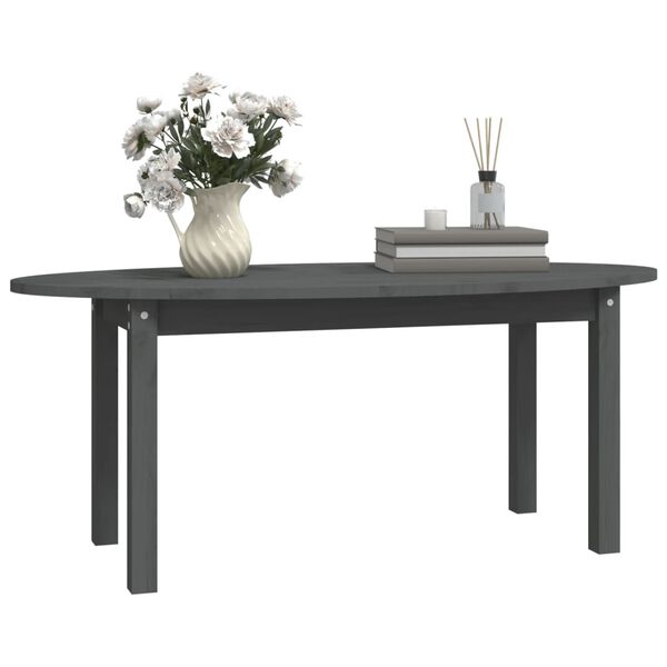 vidaXL Tavolino da Salotto Grigio 110x55x45 cm Legno Massello di Pino