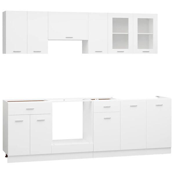 vidaXL Set Armadi da Cucina 8 pz Lyon Bianco in Legno Multistrato