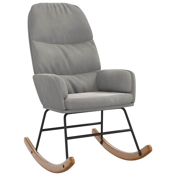 vidaXL Sedia a Dondolo Grigio Chiaro in Velluto