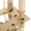 vidaXL Albero per Gatti e Tiragraffi Sisal 140 cm Zampe Stampate Beige