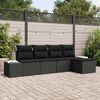 vidaXL Set Divano da Giardino con cuscino 5 pcs Nero polyrattan