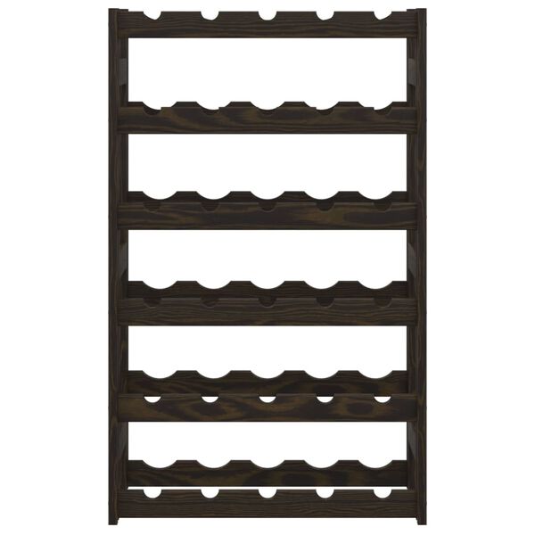 vidaXL Portabottiglie per 30 Bottiglie Nero Legno Massello di Pino