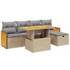 vidaXL Set Divano da Giardino 6 pz con Cuscini Beige in Polyrattan