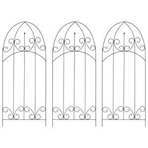 vidaXL Supporti da Giardino per Piante 3 pz Neri 40x100 cm in Ferro