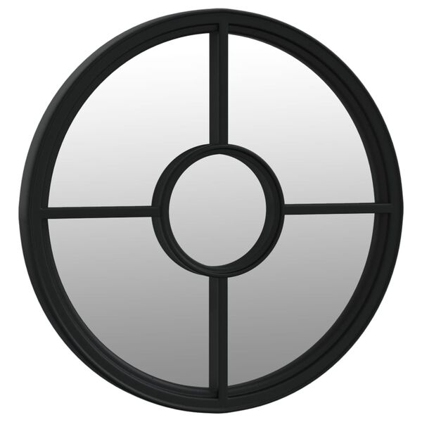 vidaXL Specchio Nero 40x4 cm Ferro Rotondo per Uso Interno