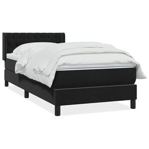 vidaXL Giroletto a Molle con Materasso Nero 90x210 cm in Velluto