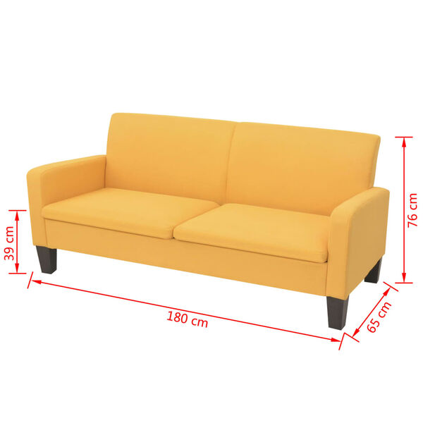 vidaXL Divano a 3 Posti 180x65x76 cm Giallo