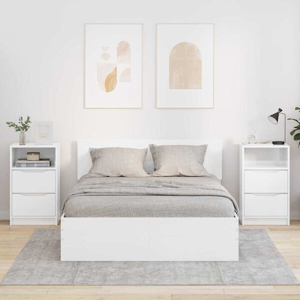 vidaXL Comodini 2 pcs Bianco Lucido 40 x 30 x 467 cm Legno multistrato