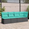 vidaXL Divano da Giardino con Cuscini a 4 Posti Nero in Polyrattan