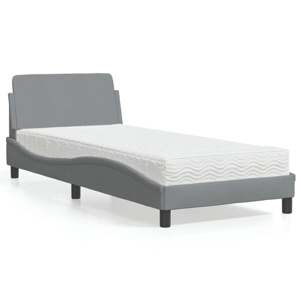 vidaXL Letto con Materasso Dover Grigio Chiaro 90x190 cm in Tessuto