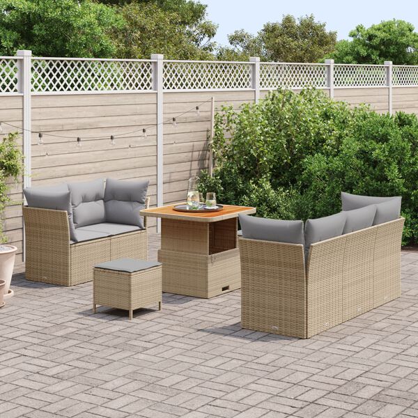 vidaXL Set Divano da Giardino con cuscino 8 pcs beige e grigio chiaro