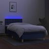 vidaXL Letto a Molle con Materasso e LED Blu 80x200 cm in Tessuto
