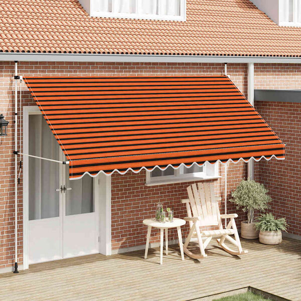 vidaXL Tenda da Sole Retrattile Manuale 400 cm Arancione e Marrone
