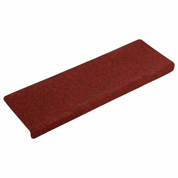 vidaXL Tappetini per scale autoadesivi 30 pz 65x21x4 cm Bordeaux Rosso Bordo rettangolare